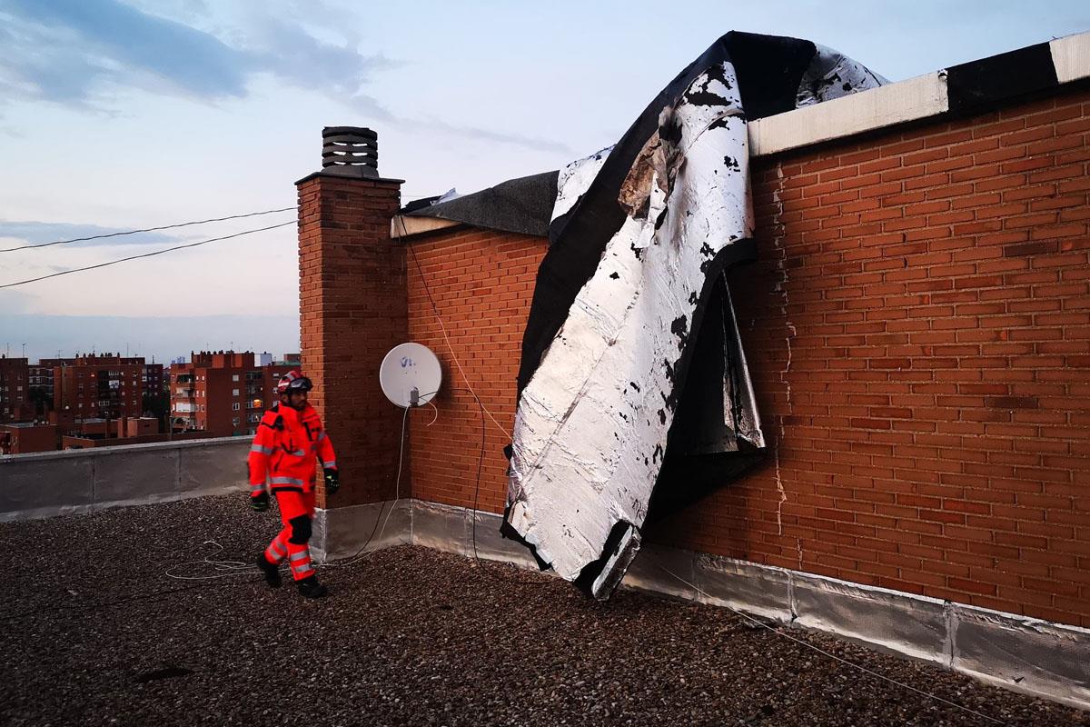 Hasta altas horas de la madrugada estuvieron retirando árboles caídos, evacuando balsas de agua y daños en techos de inmuebles
