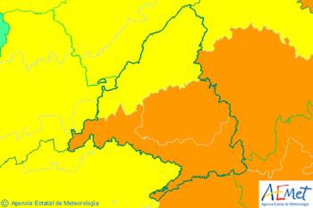AEMET ha declarado para mañana viernes la alerta por riesgo importante de lluvia y granizo en casi toda la región