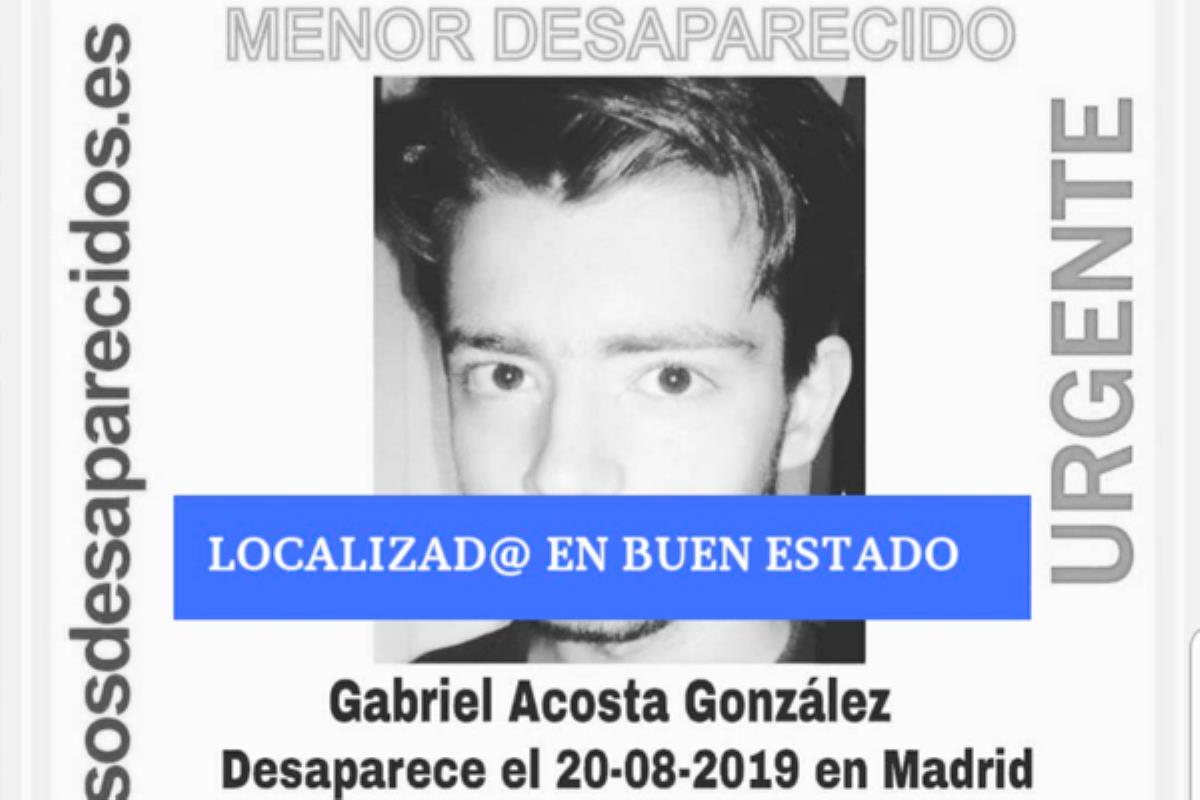 SOS Desaparecidos desactiva la alerta de Gabriel, de 16 años, que desapareció el pasado 20 de agosto