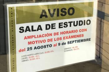 Del 25 de agosto al 9 de septiembre, accede a la sala de estudio incluso los fines de semana 