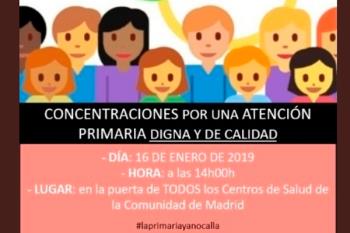 La Plataforma ‘AP se mueve’ plantea varias concentraciones de 15 minutos e invita a todos los médicos de Atención Primaria a su participación 