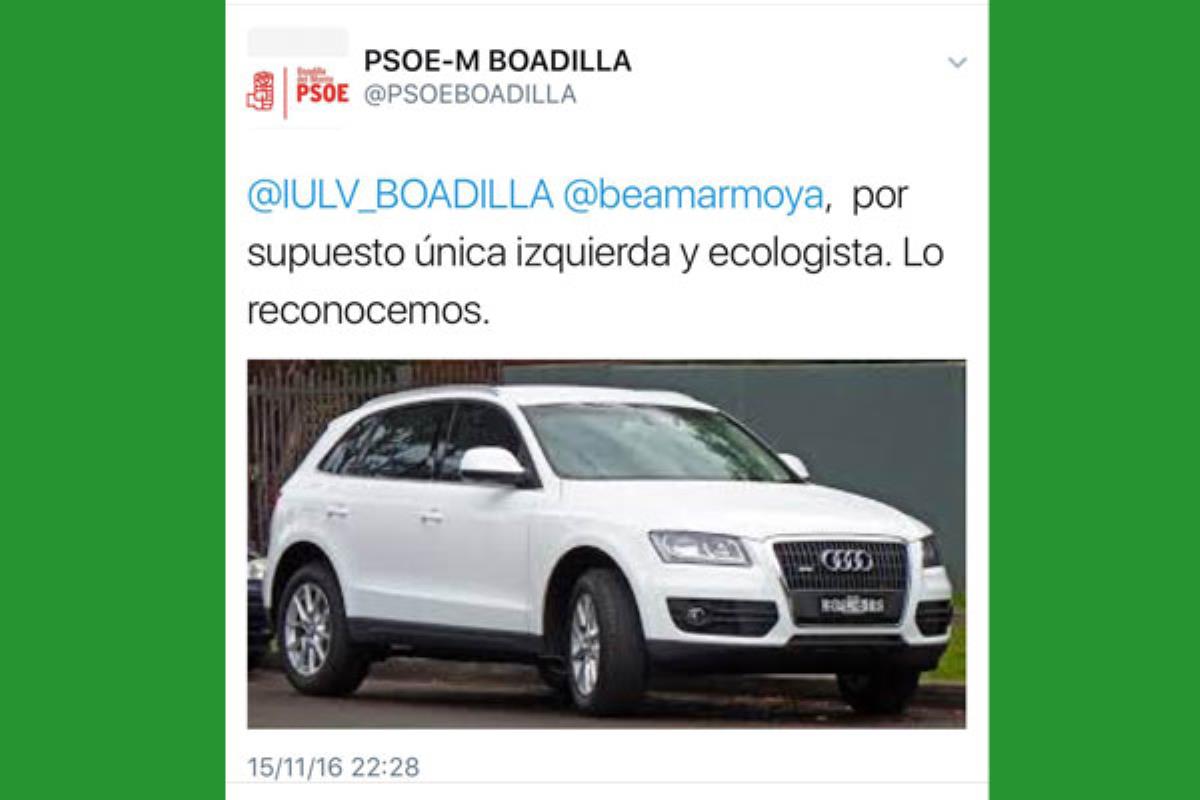 La polémica imagen difundida se trata del vehículo del marido de la concejala