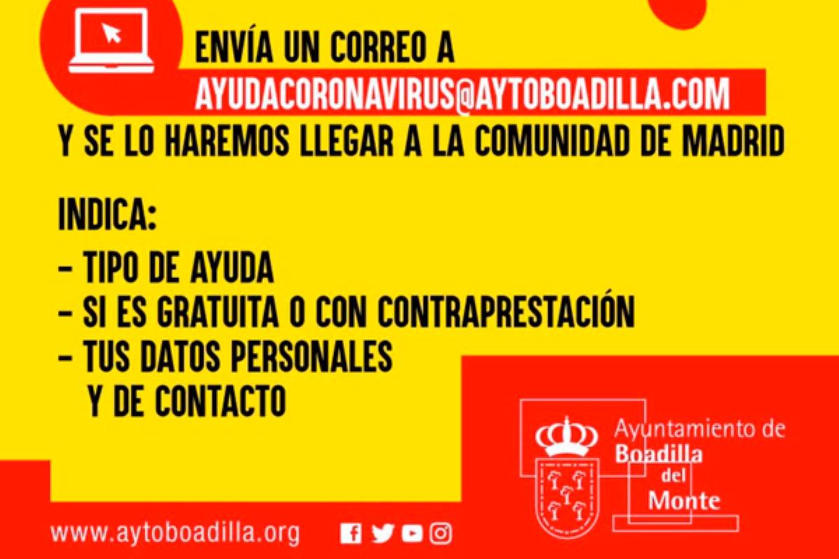 A través del correo electrónico podremos ofrecer nuestra ayuda a la Comunidad de Madrid