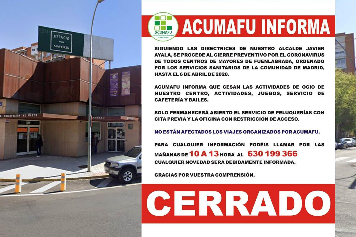 La Comunidad de Madrid, ordena la suspensión de la actividad en los centros para prevenir el contagio del COVID-1