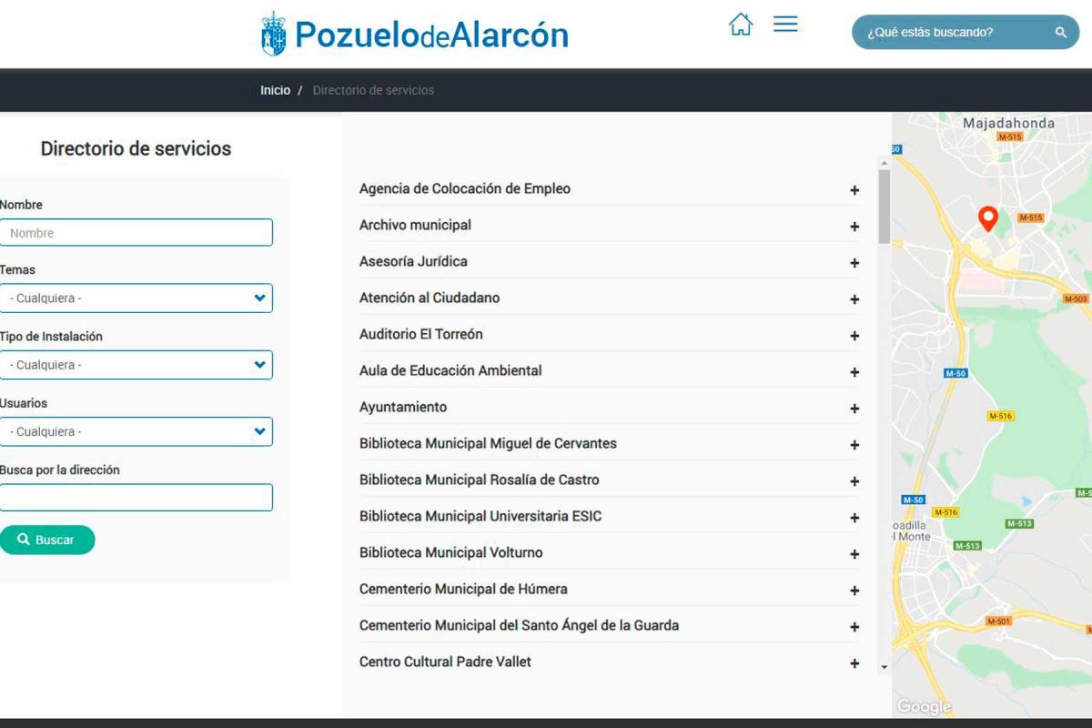 Permite a los usuarios geolocalizar instalaciones municipales, centros de salud, juzgados o registros, entre otros