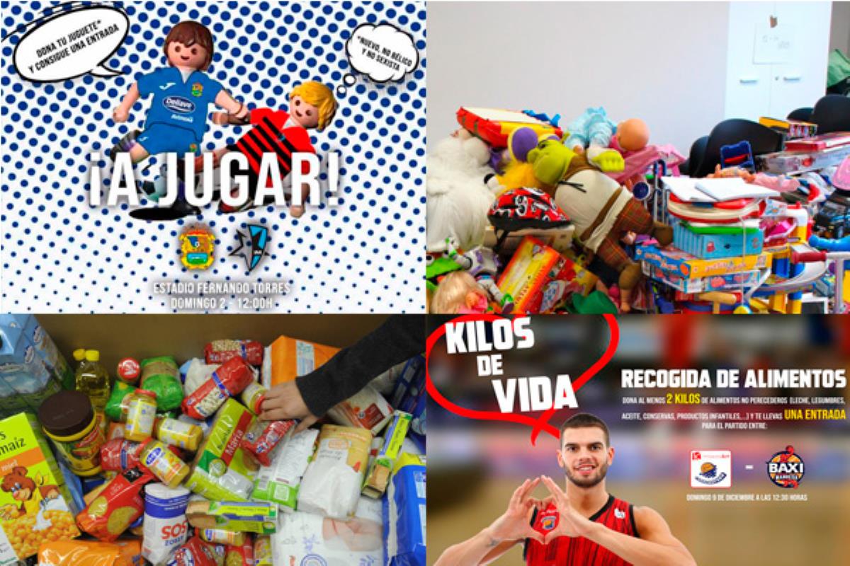 El Club Baloncesto Fuenlabrada y el CF Fuenlabrada llevan a cabo un año más la iniciativa `Kilos de Vida´ y `Un Juguete una Entrada´