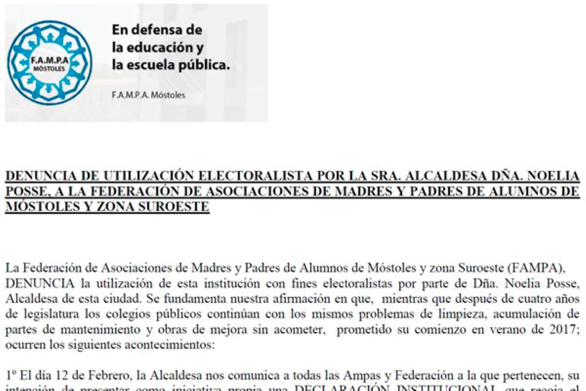 Denuncian que la alcaldesa de Móstoles habría obrado sin su aprobación, y piden que el resto de la corporación no lo apoye