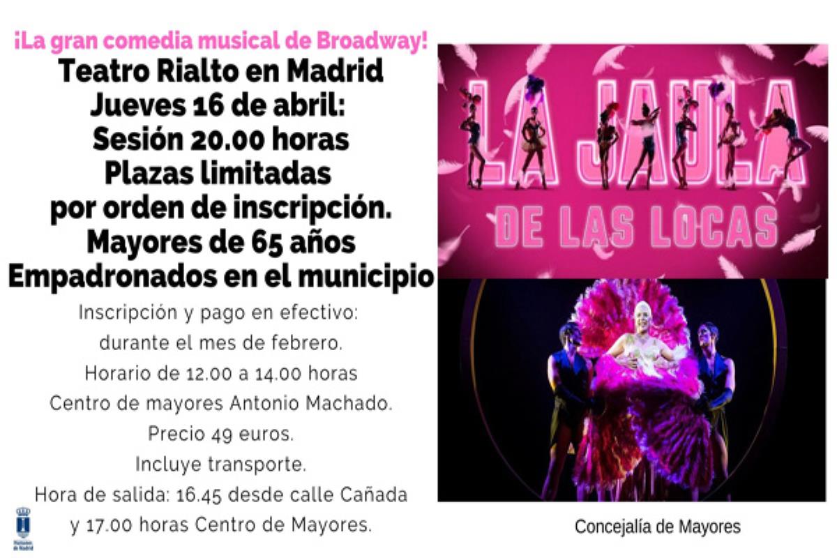 La Concejalía de Mayores ha preparado esta salida al teatro, fijada para el 16 de abril