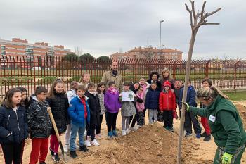 El concejal de Medio Ambiente, Enrique Nogués, ha participado en una plantación escolar en el CEIP Espartales