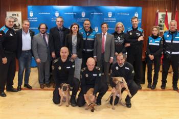 Thor, Lua y Nilsa, con apenas tres meses, serán el futuro relevo de los perros más veteranos de la Unidad Canina de Granada