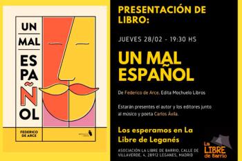 El jueves 28 de febrero está organizada la presentación del libro de Federico de Arce