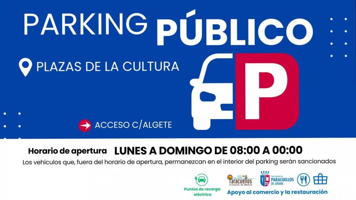 El horario del parking será, de lunes a domingo, de 8:00 a 00:00 horas