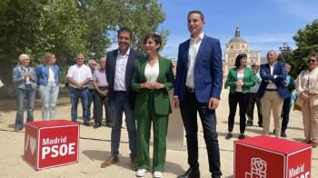 El candidato socialista a la alcaldía estuvo acompañado por la ministra Isabel Rodríguez y por el candidato a la Comunidad del Madrid Juan Lobato