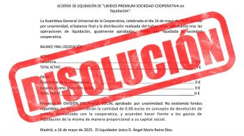 La Asamblea General Universal de la Cooperativa, acordó por unanimidad liquidar la Sociedad. 
