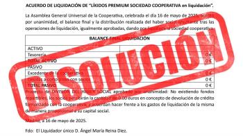 El balance final y la distribución realizada del haber social resultante tras las operaciones de liquidación