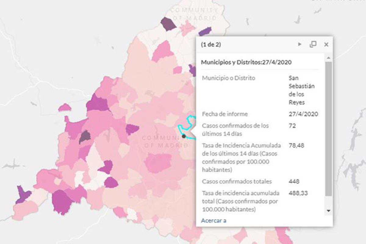 La Comunidad de Madrid ha hecho públicos los datos epidemiológicos por municipio