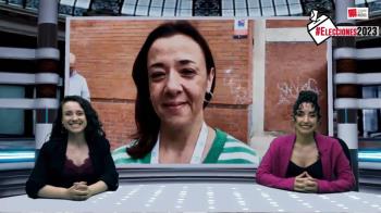 La candidata de Más Madrid - Verdes Equo ánima a los vecinos a votar