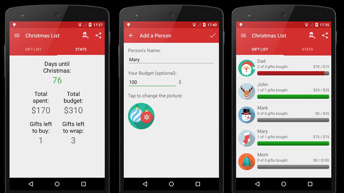 Marca presupuestos y clasifica los regalos pendientes y comprados para tener todo bajo control