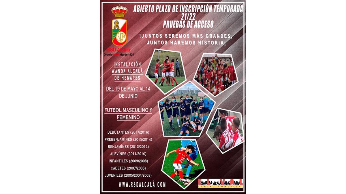 La RSD Alcalá abre el periodo de inscripción y convoca a todos los niños y niñas que lo deseen, para poder acudir a realizar las pruebas de acceso 