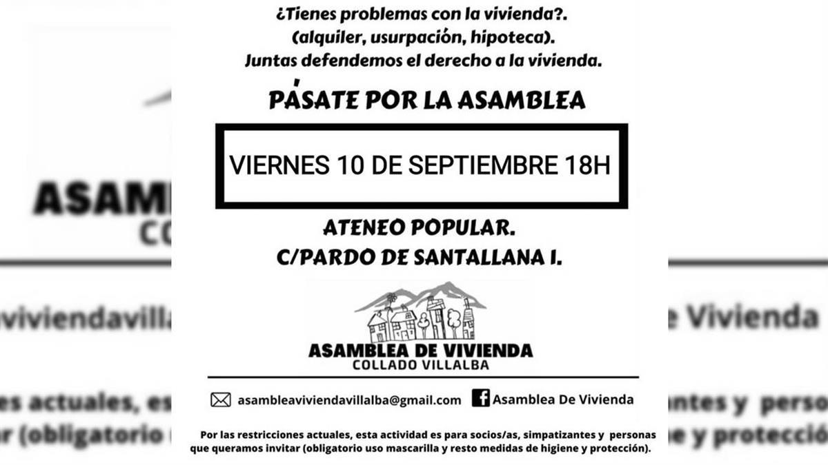 Asamblea Vivienda se reúne para tratar los problemas de la vivienda y defender este derecho