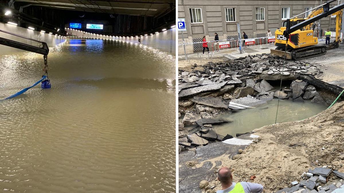 La ruptura de una tubería en Marqués de Vadillo la pasada semana ha causado graves estragos en esta zona de las carreteras madrileñas 