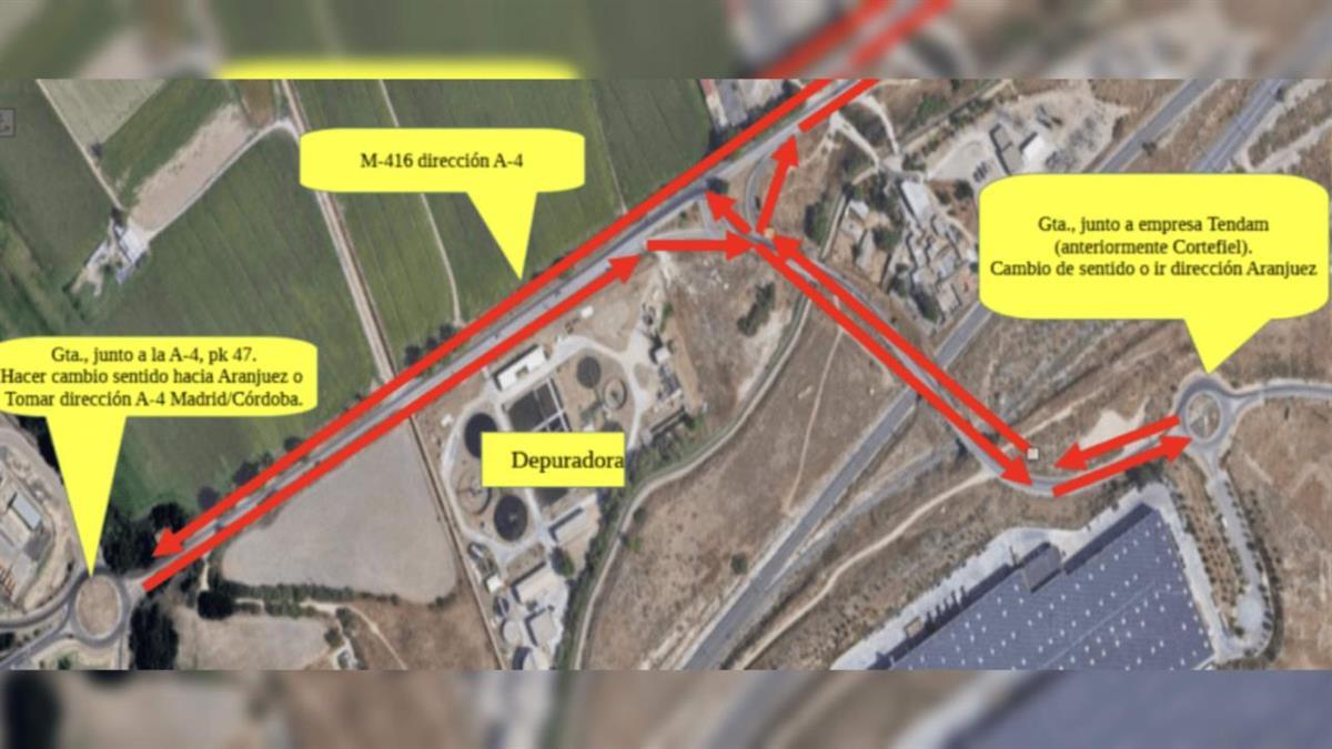 Se están ejecutando obras por parte de la Red de Carreteras del Estado junto a la A-4, salida 52 