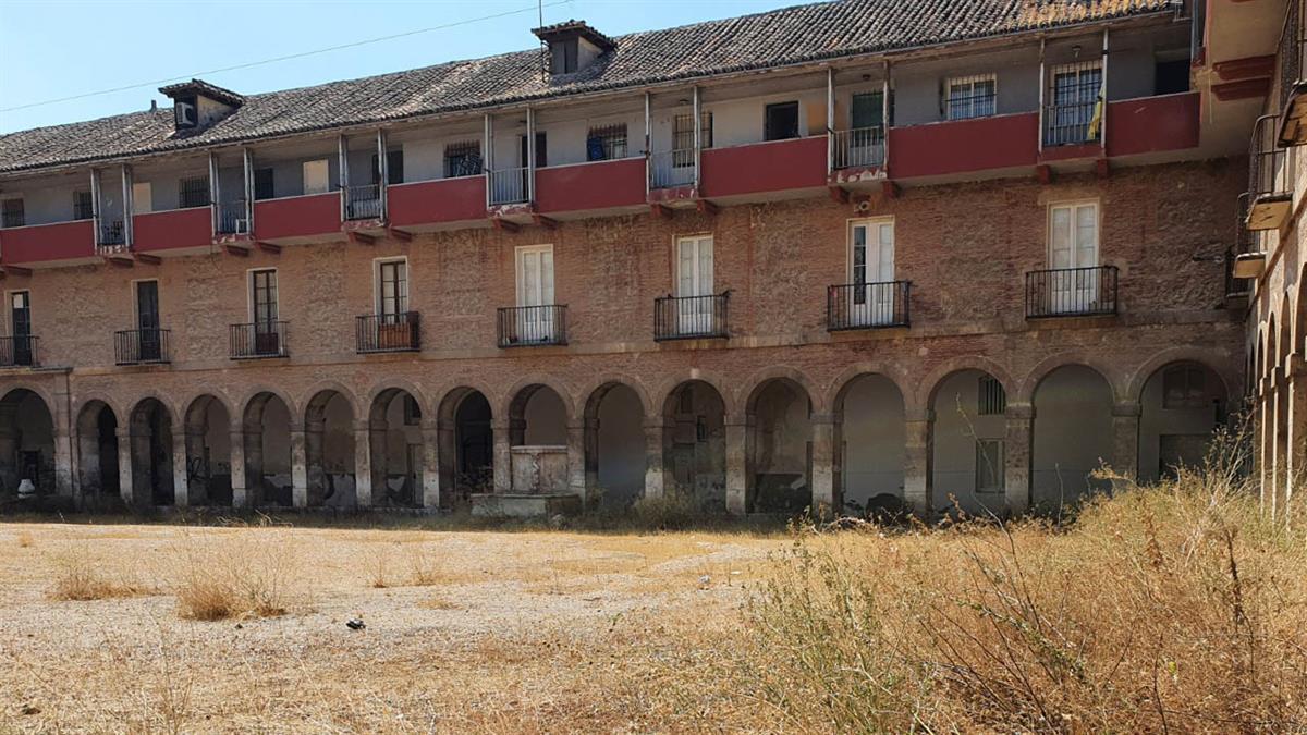 El PSOE asegura que en el patio hay maleza de más de medio metro de altura