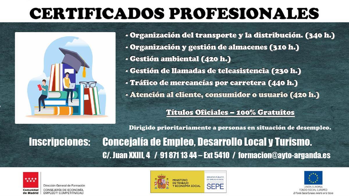 
Los seis certificados a realizar están dirigidos a personas mayores de 16 años prioritariamente en situación de desempleo