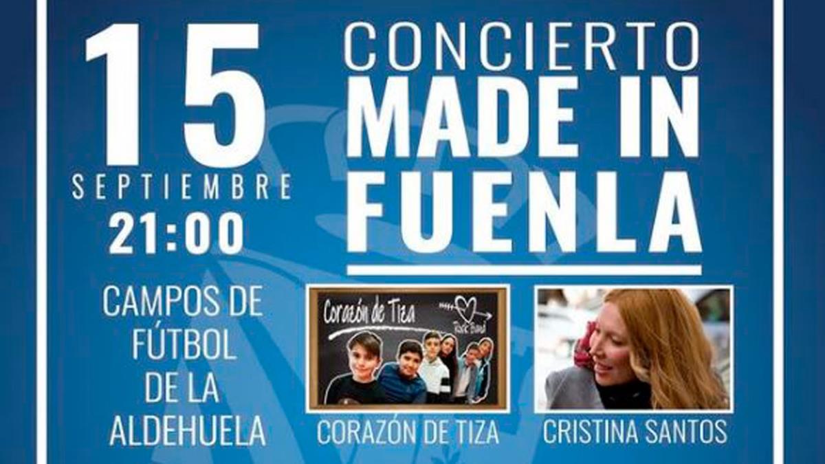 Concierto Made in Fuenla, el próximo 15 de septiembre, con Corazón de Tiza, Cristina Santos, Cyanite, Endorfinas y Xenior