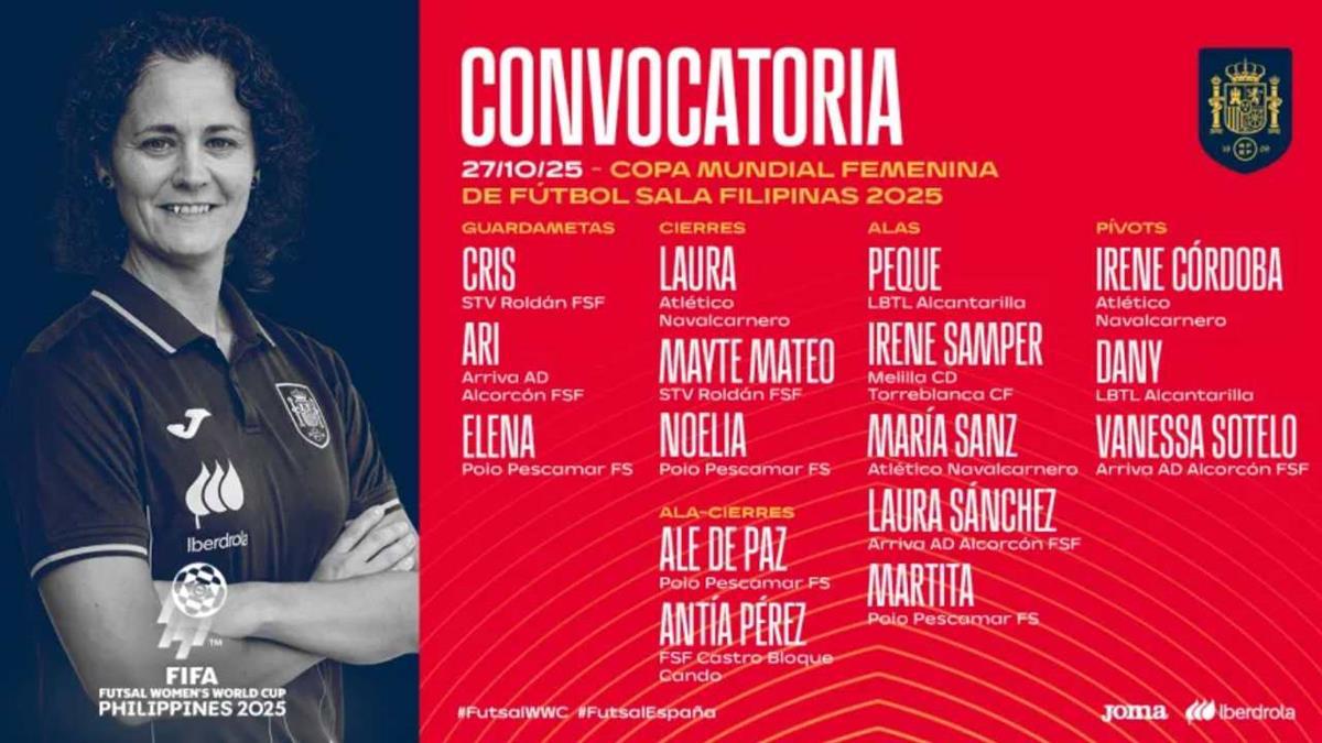 La seleccionadora de fútbol sala, Clàudia Pons, ha hecho oficial la convocatoria