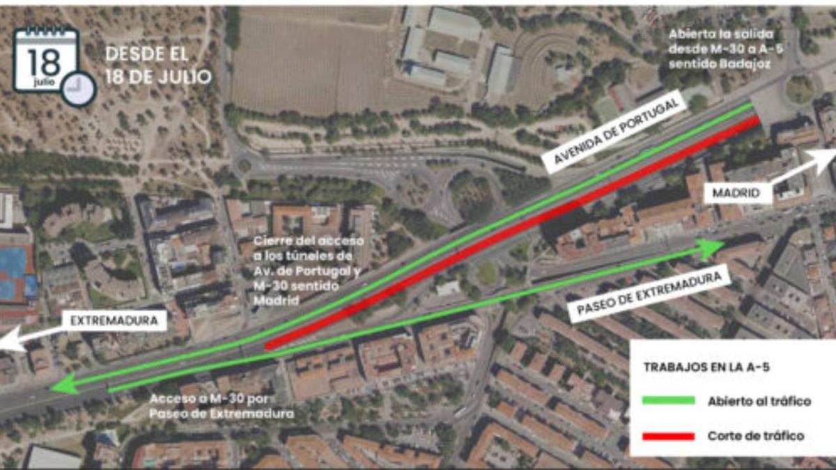 Debido a las obras de la A-5