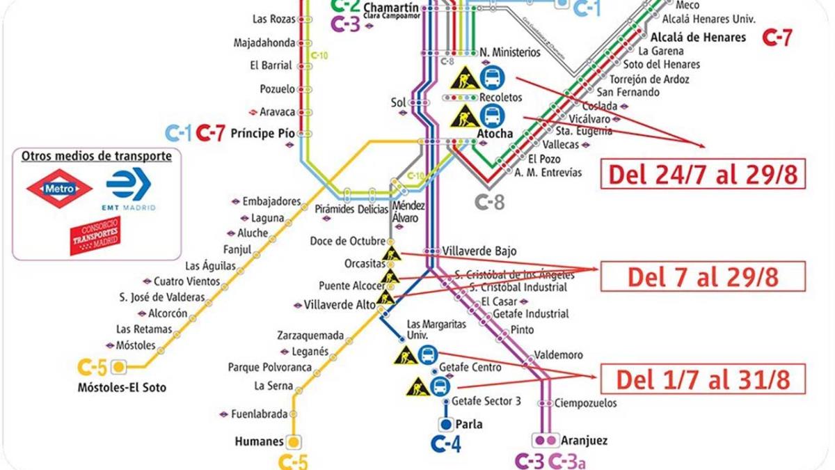 Renfe ha planificado diferentes rutas alternativas de transporte para facilitar la movilidad de los viajeros afectados por los cortes 
