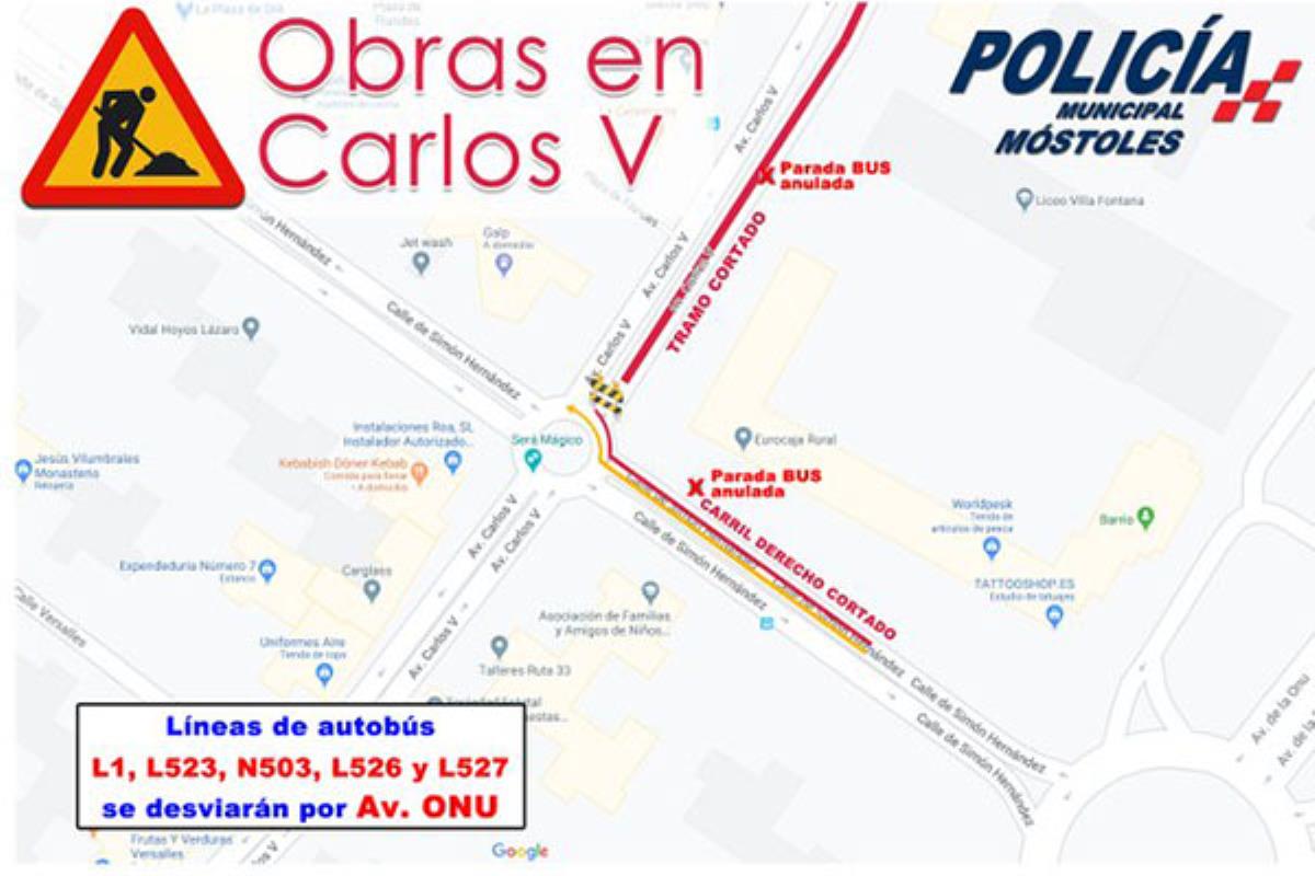 Las obras afectan a varias líneas de bus con parada en el tramo
