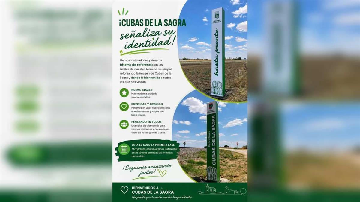 El Ayuntamiento de Cubas ha iniciado la colocación de elementos de bienvenida en los accesos al término municipal con el objetivo de reforzar la identidad local