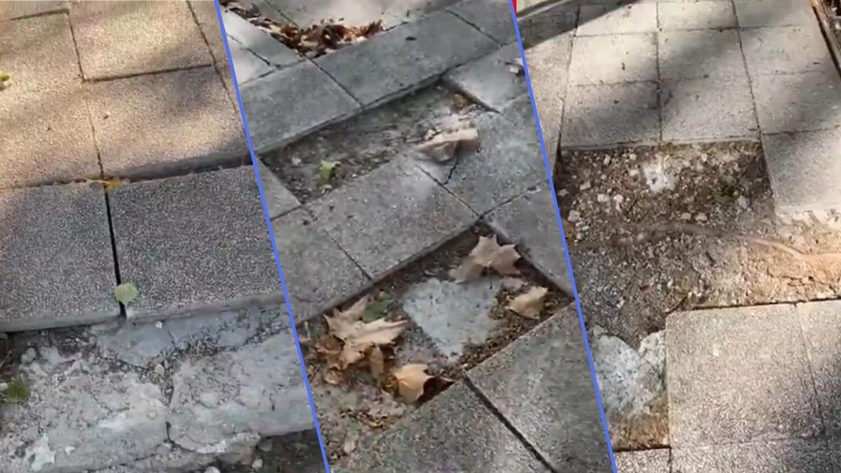 El PSOE de Tres Cantos denuncia que "hay baldosas sueltas, adoquines rotos apilados, boquetes..."