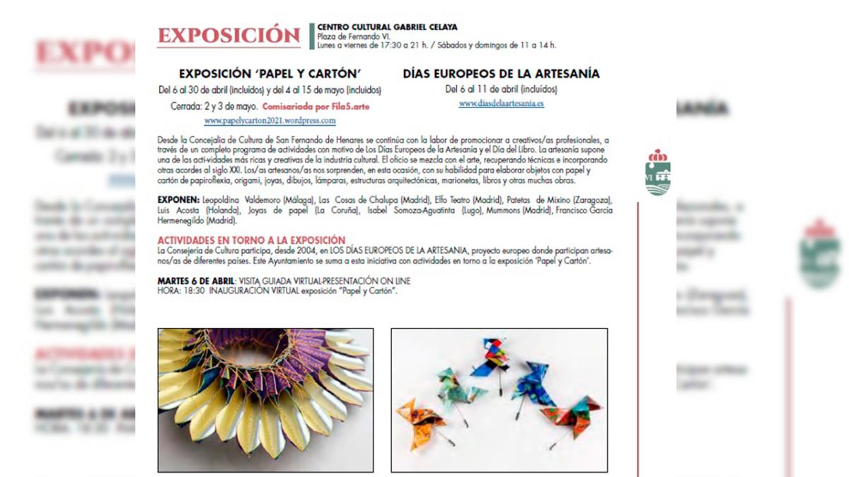 San Fernando de Henares inaugura su programa cultural con la muestra 'Papel y Cartón'