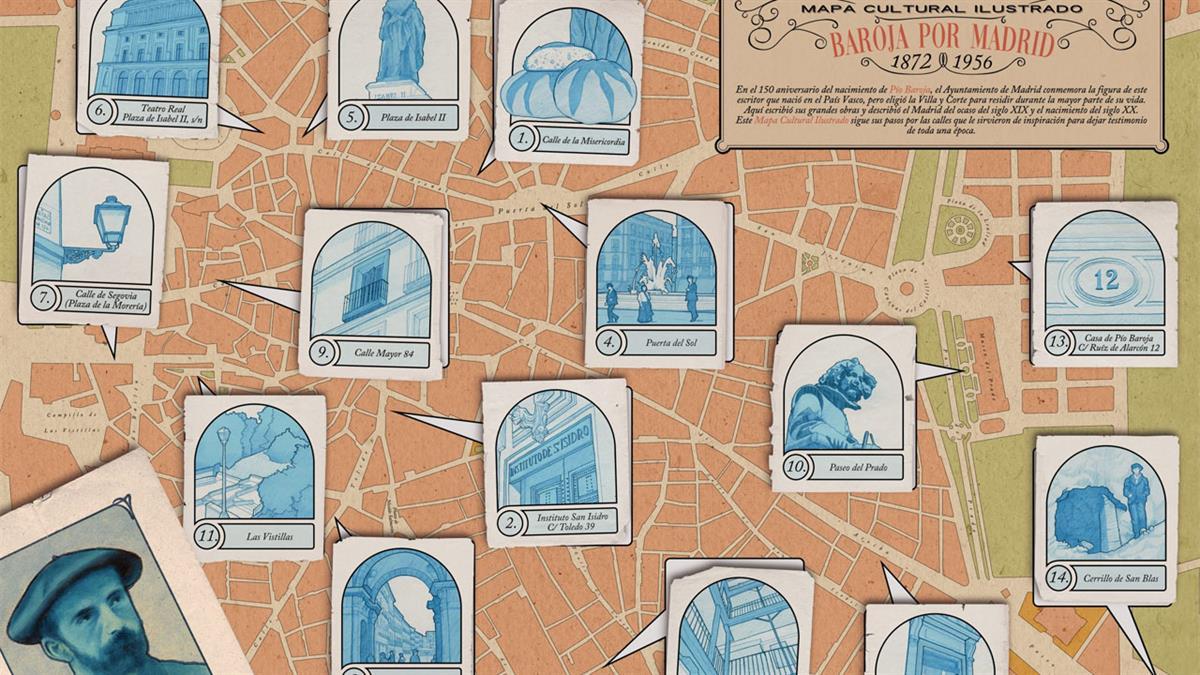 En el 150º aniversario del nacimiento del escritor el Ayuntamiento ha reconocido su figura con este mapa ilustrado 