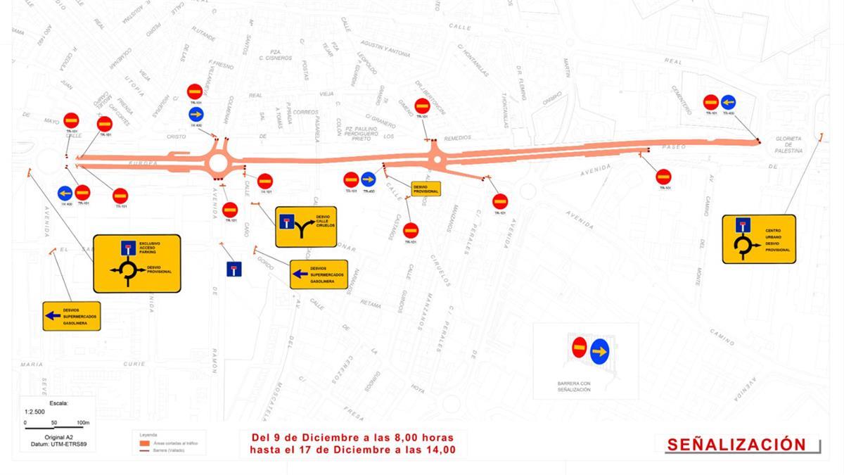 Desde el 9 al 17 de diciembre estará activo este desvío por el Plan de Asfaltado del Ayuntamiento 