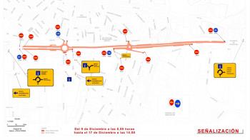 Desde el 9 al 17 de diciembre estará activo este desvío por el Plan de Asfaltado del Ayuntamiento 
