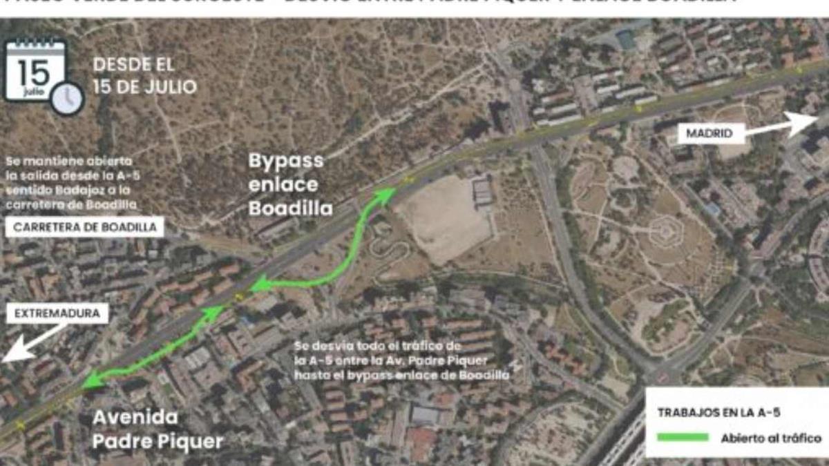 Se desvía el trazado entre la avenida del Padre Piquer y el enlace con la carretera de Boadilla