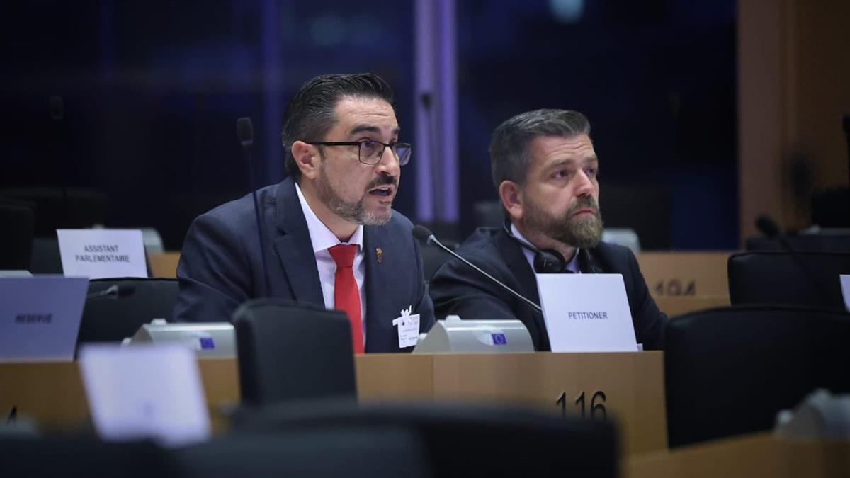 El portavoz socialista, Diego Ortiz, ha intervenido en la comisión de Peticiones del Parlamento Europeo 
