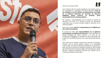 El concejal confirma que seguirá trabajando desde el Consejo de Administración en representación de Ganar Alcorcón