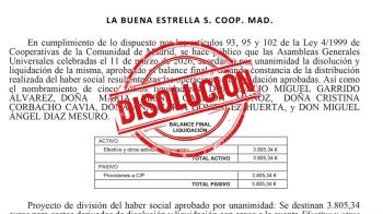 En cumplimiento de lo dispuesto por los artículos 93, 95 y 102 de la Ley 4/1999 de Cooperativas de la Comunidad de Madrid