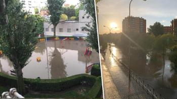 La Avda. de la Hispanidad volvió a inundarse tras las fuertes precipitaciones