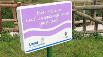 Esta red suminsitra agua reciclada por el Canal de Isabel II y permite el riego a las plantas del parque