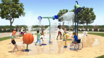 El alcalde ha visitado las obras de una nueva área de juegos infantiles que incorpora elementos con chorros de agua 