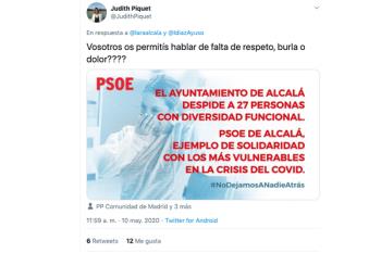 La portavoz popular publicó en su cuenta de Twitter un "meme" utilizando la creatividad de los socialistas