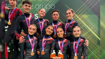 El conjunto mixto sénior subió al podio en Huesca en gimnasia estética de grupo 