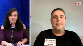 El Secretario del Comité de Empresa, Jorge Gómez, habla para las cámaras de Televisión Digital de Madrid 