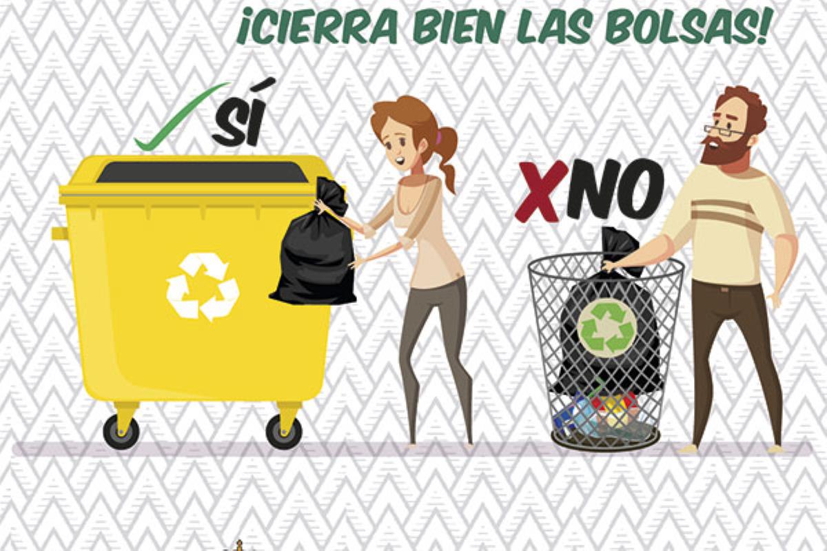 ESMASA establece nuevos horarios de recogida de basura, y pide a los ciudadanos que tiren la bolsa de basura dentro del contenedor.
